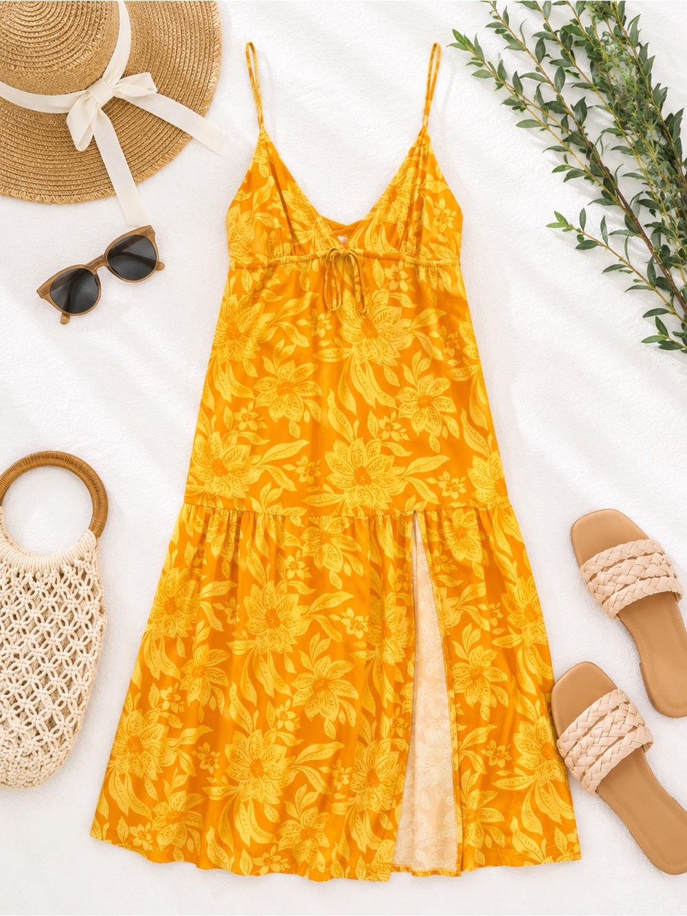 L*Space Victoria Dress XL Tropical Floral Maxi Dress Orange Yellow Boho Resort